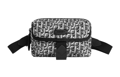 KENZO Polyester Shoulder Bag, Crossbody Bag Mini Unisex Black White Multicolor