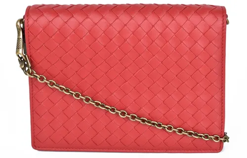Bottega Veneta Leather Shoulder Bag, Crossbody Bag Small Women's Red