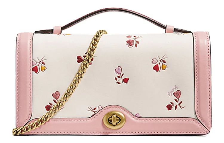 COACH Riley Leather Shoulder Bag, Crossbody Bag Handbags Small Women's Cherry Blossom Pink