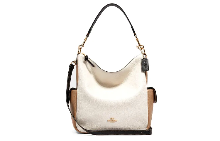 COACH Leather Bucket Bag, Portable Crossbody Bag, Shoulder Bag Women's Ecru