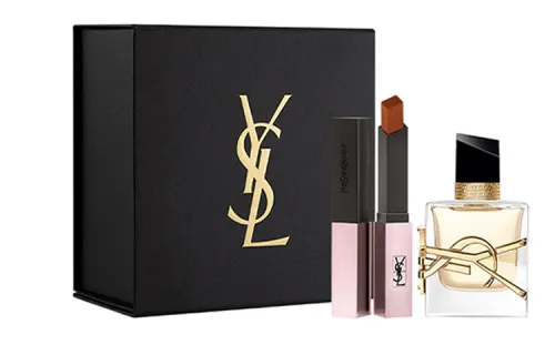 YSL, lipstick, perfume, gift box, makeup primer, glass matte shiny set, translucent shading, 2 pieces