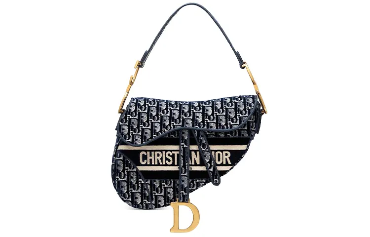 DIOR Saddle Velvet Saddle Bag Handbag, Shoulder Bag Regular Women's Blue