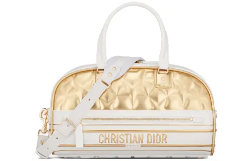 DIOR Calfskin Shoulder Bag, Crossbody Bag, Handbag Unisex Black Gold