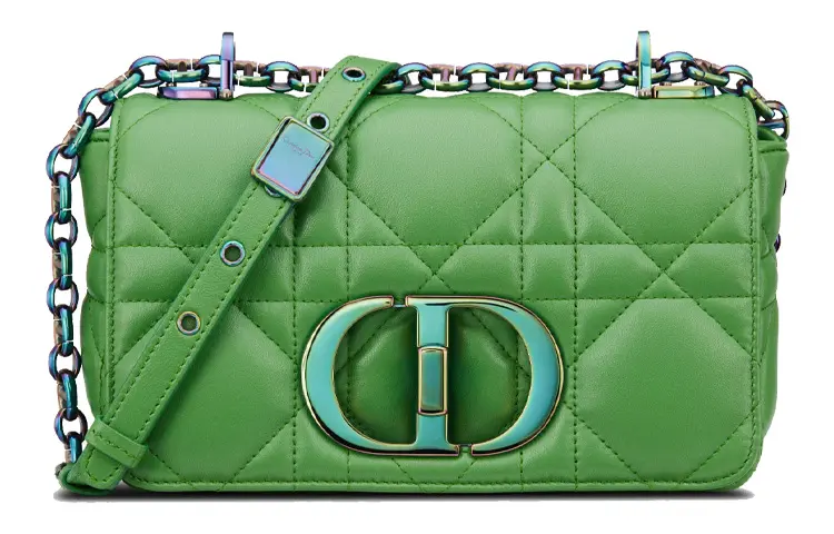 DIOR Caro Cow Leather Crossbody Bag, Shoulder Bag Women's Bright Green