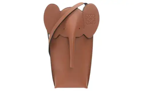LOEWE Elephant Pocket Classic Calfskin Crossbody Bag With Cell Phone Pouch Regular Women's Brown