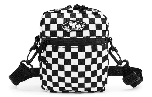 Vans Polyester Shoulder Bag, Crossbody Bag Regular Unisex Black White