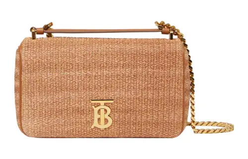 Burberry Lola Bag Raffia Fiber Handbag, Shoulder Bag, Crossbody Bag Small Women's Natural