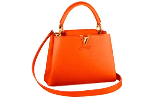 LOUIS VUITTON Capucines Detachable Cow Leather Capson Handbag Regular Women's Saffron