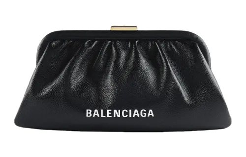 Balenciaga Calfskin Cloud Bag, Handheld Crossbody Bag, Shoulder Bag Women's Black