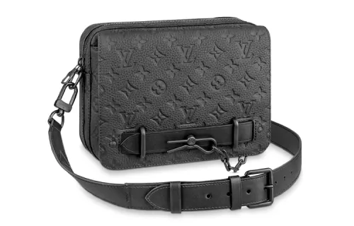 LOUIS VUITTON Steamer Leather Small Box Messenger Bag Shoulder Bag Men's Black