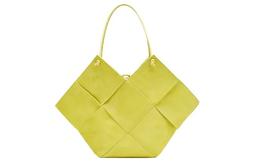 Bottega Veneta Intrecciato Cow Leather Tote Bag, Shopping Bag, Shoulder Bag Women's Lemon