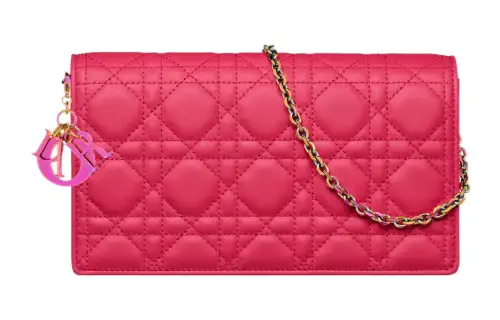 DIOR Lady Dior Sheepskin Clutch Women's Pink
