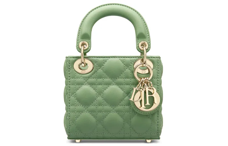 DIOR Lady Dior Sheepskin Handbag Crossbody Bag Shoulder Bag Handbag Extra Mini Women's Mint Green