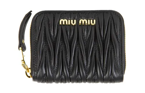 MIU MIU Soft Leather Wallet Coin Purse Women's Black