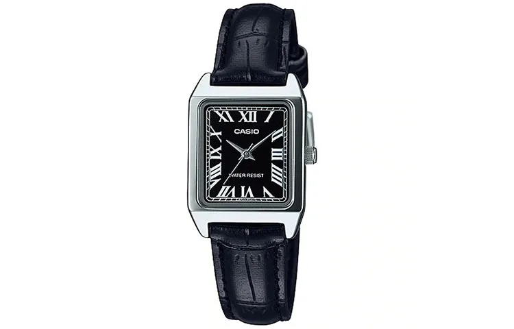 CASIO STANDARD Quartz Movement Leather Strap Watch Women's Watch Black Dial