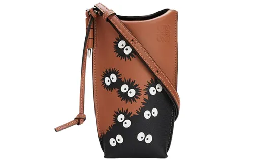 LOEWE Cow Leather Shoulder Bag, Crossbody Bag Regular Women's Tan/Black