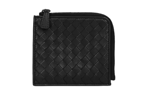 Bottega Veneta Metal Accessories Leather Wallet Men's Black