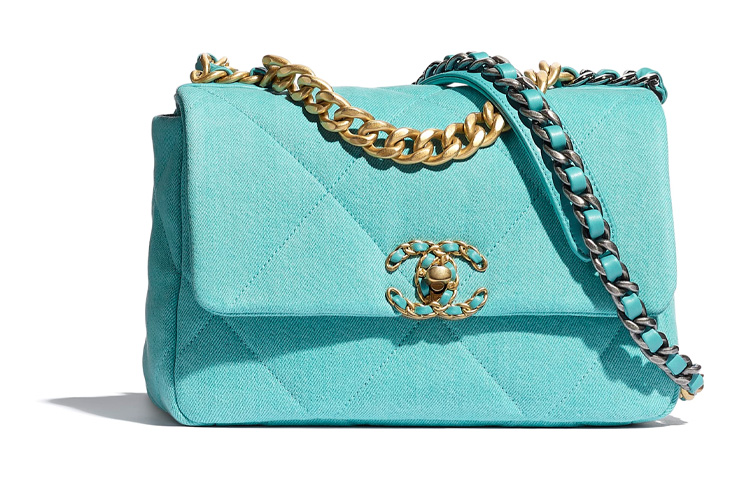 CHANEL 19Bag Denim Material Crossbody Bags Small Women's Blue
