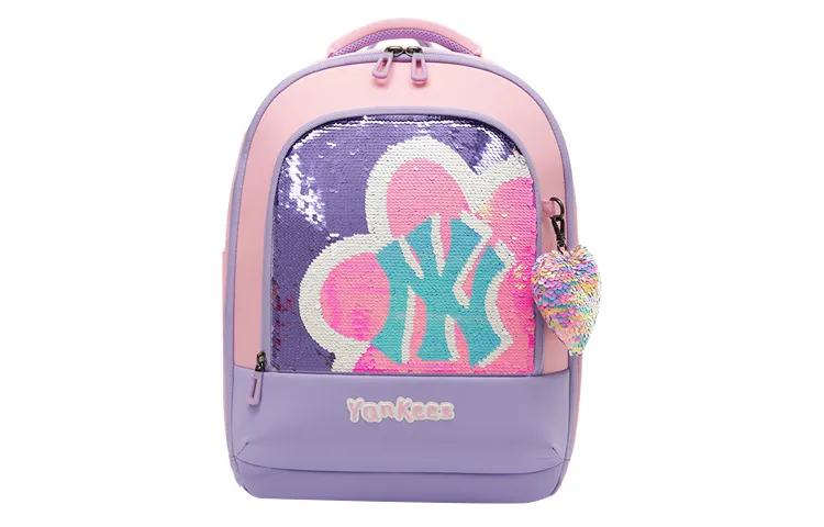MLB Fabric 2 in 1 Earphone Case Backpack Student Backpack Women's Pink Purple