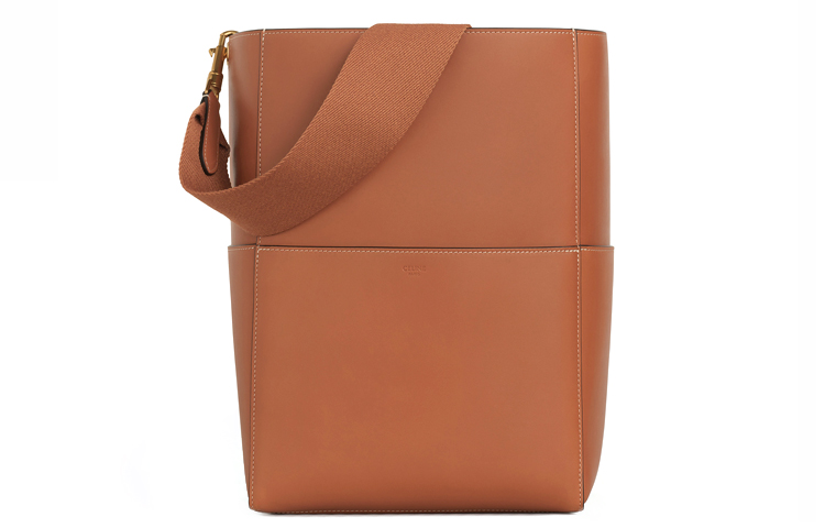 CELINE Sangle Bucket Bag Natural Calfskin Handbag, Shoulder Bag Women's Tawny