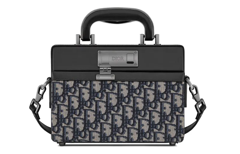 DIOR Lock Smooth Cow Leather Briefcase, Shoulder Bag, Crossbody Bag, Handbag Men's Black