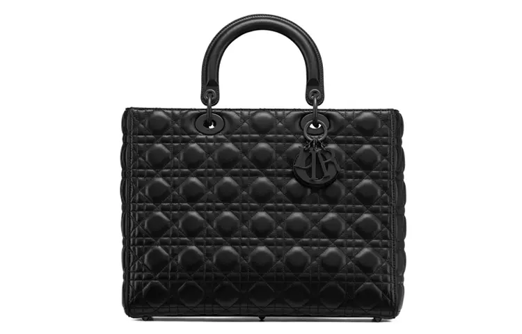 DIOR Lady Dior Matte Cow Leather Handbag, Shoulder Bag, Crossbody Bag, Handbag Large Women's Black