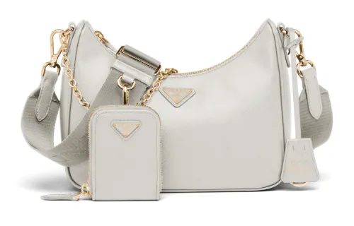 PRADA Saffiano Leather Shoulder Bag, Handbag, Shoulder Bag Women's White