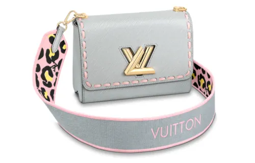 LOUIS VUITTON Twist Grain Leather Crossbody Bag, Shoulder Bag Medium Women's Gray