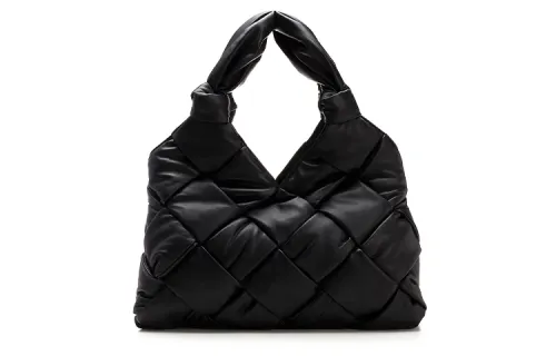 Bottega Veneta Intrecciato Lambskin Handbag Women's Black