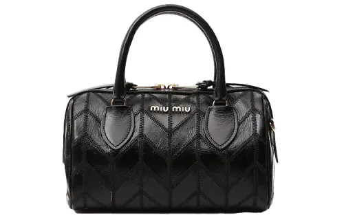 MIU MIU Leather Tote Bag, Shopping Bag, Handbag Women's Black