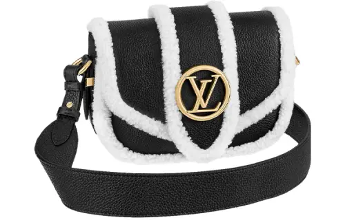 LOUIS VUITTON Pont Grain Cow Leather/Shearling Shoulder Bag, Crossbody Bag Small Women's
