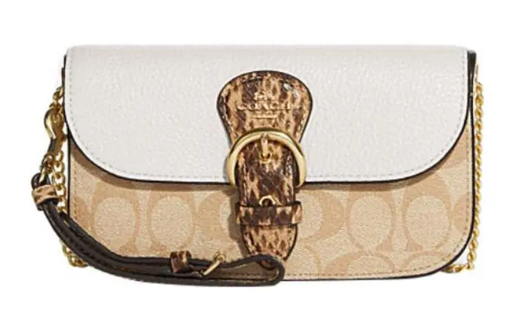 COACH Kleo Leather Handheld Crossbody Bag, Shoulder Bag Women's Classic Ivory & Monogram