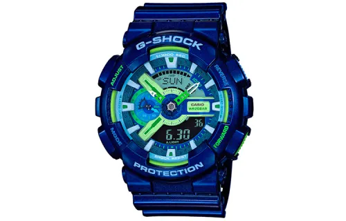 CASIO Men Liquid Crystal/Analog Dual Display Series Blue Watch GA-110MC-2A