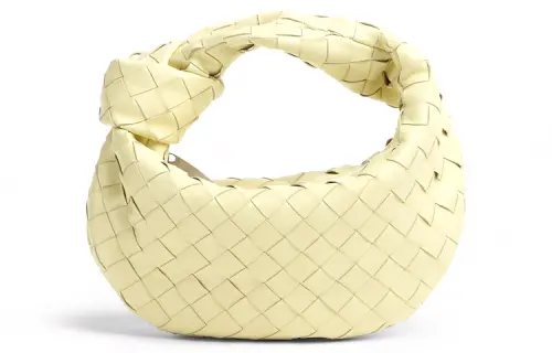 Bottega Veneta Jodie Woven Lambskin With Calfskin Clutch Mini Women's Ice Cream Color