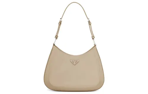 PRADA Cleo Brushed Leather Shoulder Bag, Crossbody Bag Women's Desert Beige