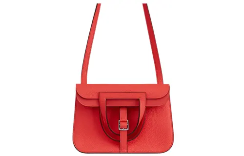 HERMES Halzan Clemence Bullock Leather Horse Hoof Bag, Shoulder Bag, Crossbody Bag, Handbag 25 Women's Rose Pink