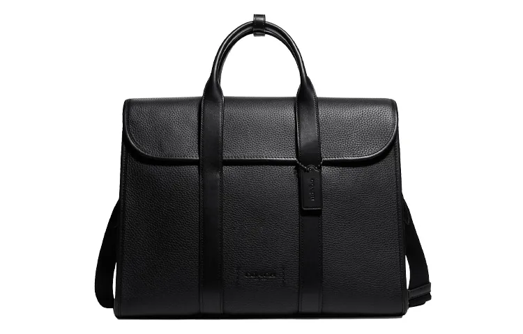 COACH Gotham Pebbled Leather With Refined Calfskin Computer Briefcase Large Men's Black