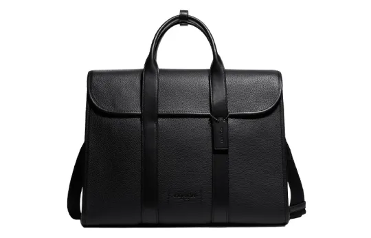COACH Gotham Pebbled Leather With Refined Calfskin Computer Briefcase Large Men's Black
