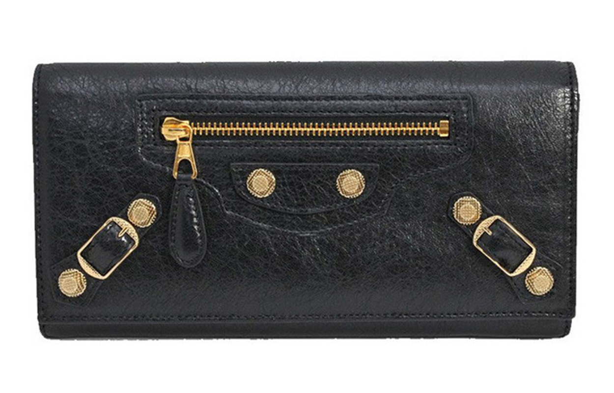 Balenciaga Balenciaga classic series sheepskin wallet women's black