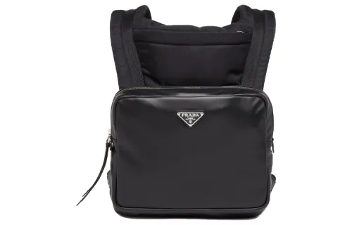 PRADA Leather With Nylon Backpack Men's Black