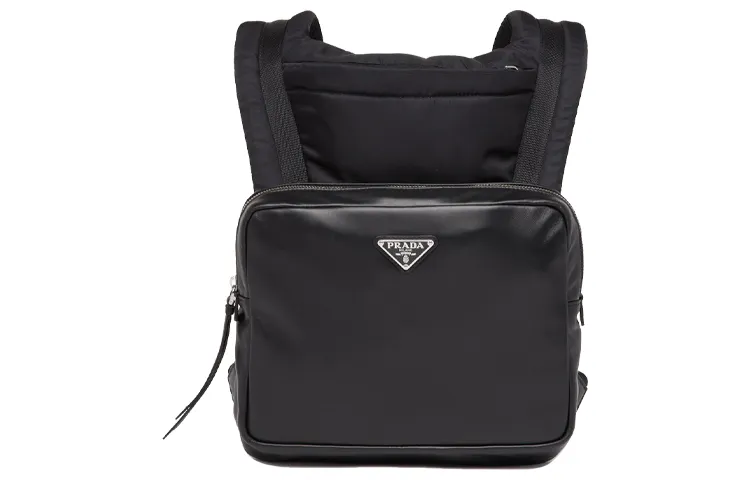 PRADA Leather With Nylon Backpack Men's Black