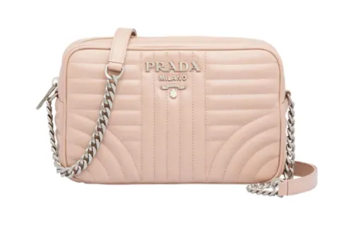 PRADA Diagramme Leather Crossbody Bags Women's Pink