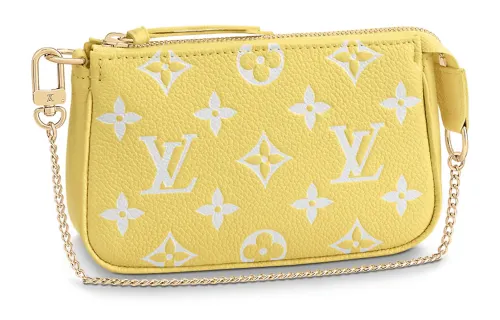LOUIS VUITTON Pochette Accessories Mini Monogram Empreinte Embossed Lemon Curd Yellow