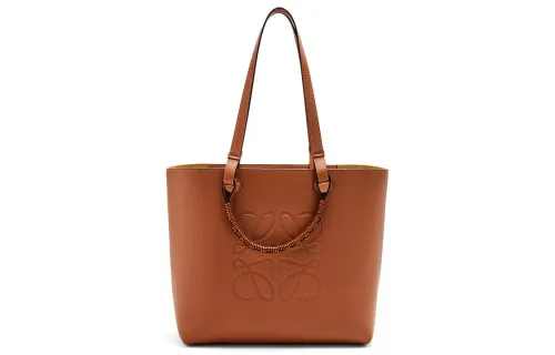 LOEWE Anagram Grain Calfskin Tote Bag, Shoulder Bag, Handbag Women's Tan