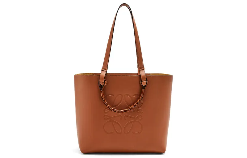 LOEWE Anagram Grain Calfskin Tote Bag, Shoulder Bag, Handbag Women's Tan