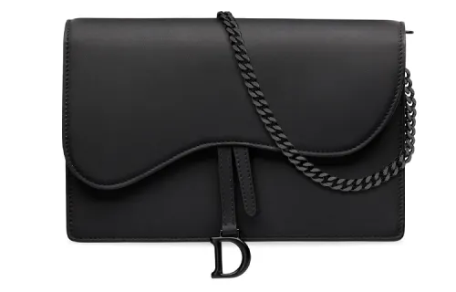 DIOR Saddle Flap Closure Matte Cowhide Saddle Bag, Shoulder Bag, Crossbody Bag Women's Black