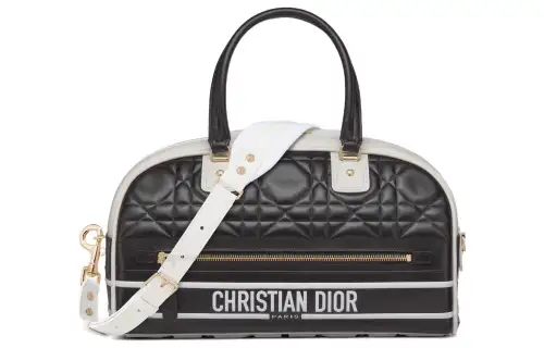 DIOR Smooth Cow Leather Bowling Bag, Gym Bag, Travel Bag, Shoulder Bag, Crossbody Bag, Handbag Medium Women's