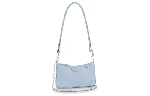 LOUIS VUITTON Easy Pouch On Strap Silver Chain Epi Leather Crossbody Handbag, Shoulder Bag Women's Cerulean