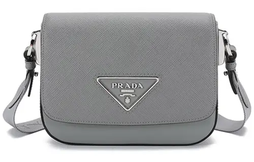 PRADA Fashion Leather Shoulder Bag Women's Slate Gray