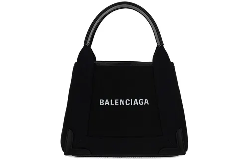 Balenciaga Navy Letter Canvas Tote Bag, Shopping Bag, Canvas Bag, Handbag Small Women's Black